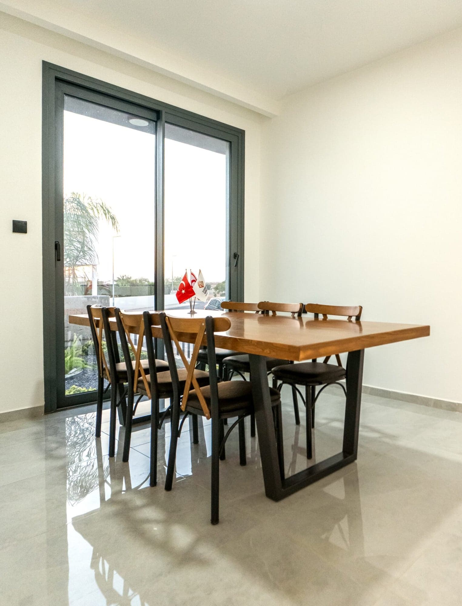 Dining area by the garden doors